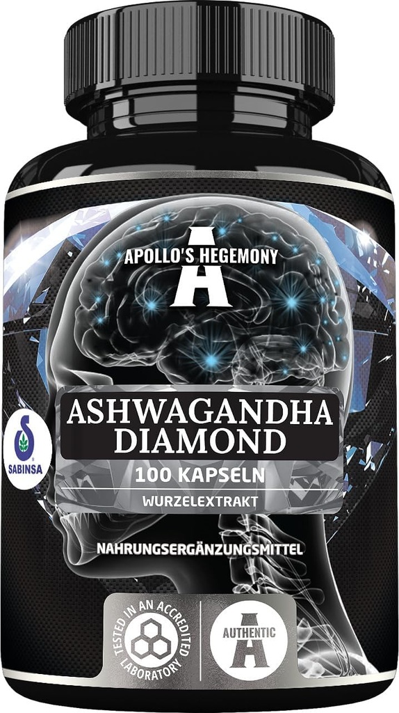 APOLLO'S HEGEMONY Ashwagandha Extract 568 mg per tablet, 100 Vegan tabletten, 400 porties per verpakking, Withania somnifera Extract Bevat 7% metanolides, Ondersteuning Geheugen en Concentratie