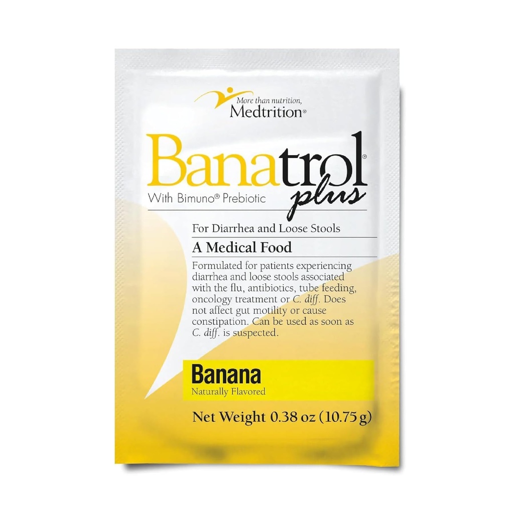 Banatrol® Natuurlijke Anti-Diarree met Prebiotica, Verlichting van Chronische Diarree, IBS, Terugkerende Diarree, Klinisch Ondersteund Medisch Voedsel, Niet Constipatie, 25 Serven (Banana)
