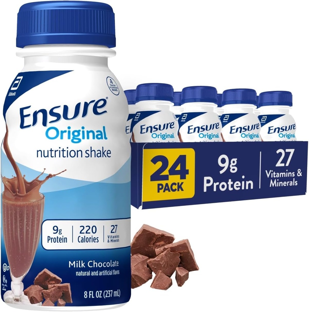 Zorg voor originele voeding Schudden met 9 gram eiwit, Maaltijden vervangende Shakes, Melkchocolade, 8 fl oz, 24 Tellen