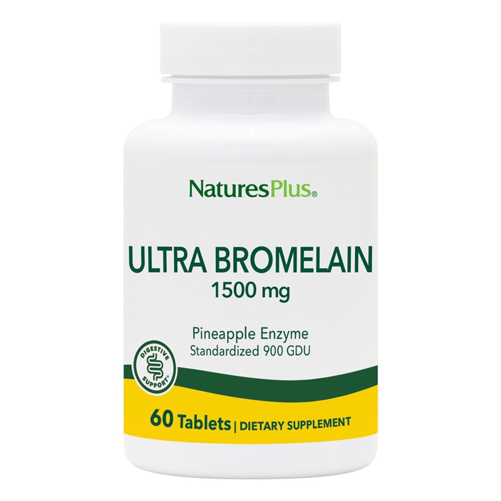 NaturesPlus Ultra Bromelain - 60 tabletten - 1500 mg Ananas Bromelain - Biedt gezamenlijke ondersteuning en bevordert spijsvertering gezondheid - 60 porties