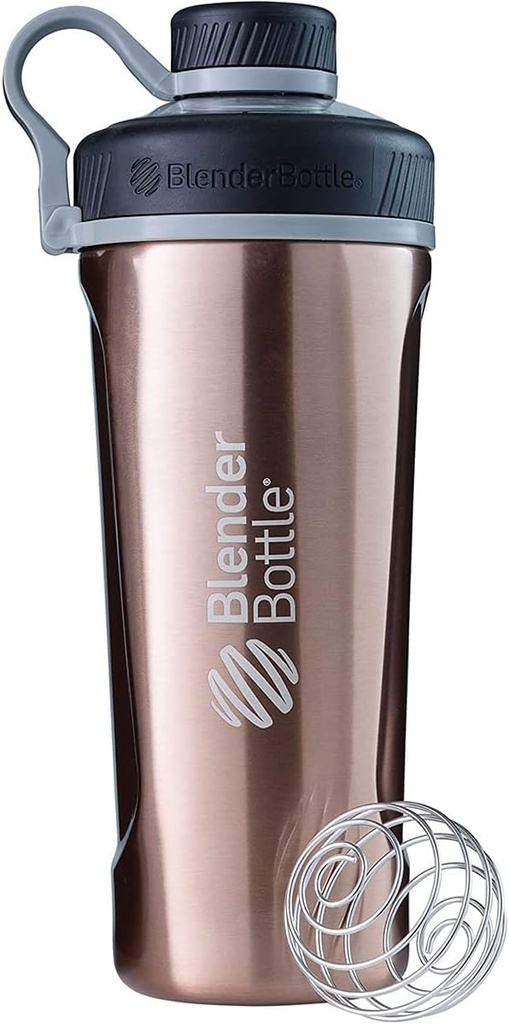 BlenderBattle Radian Shaker Cup Geïsoleerde roestvrij stalen waterfles met draad Whisk, 26-Ounce, koper