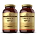 Solgar Triple Strength Omega 3 950 mg - 100 Softgels, Pack of 2 - Supports Joint & Skin Health - Non-GMO, Glutenvrij, Zuivelvrij - 200 Total Servers