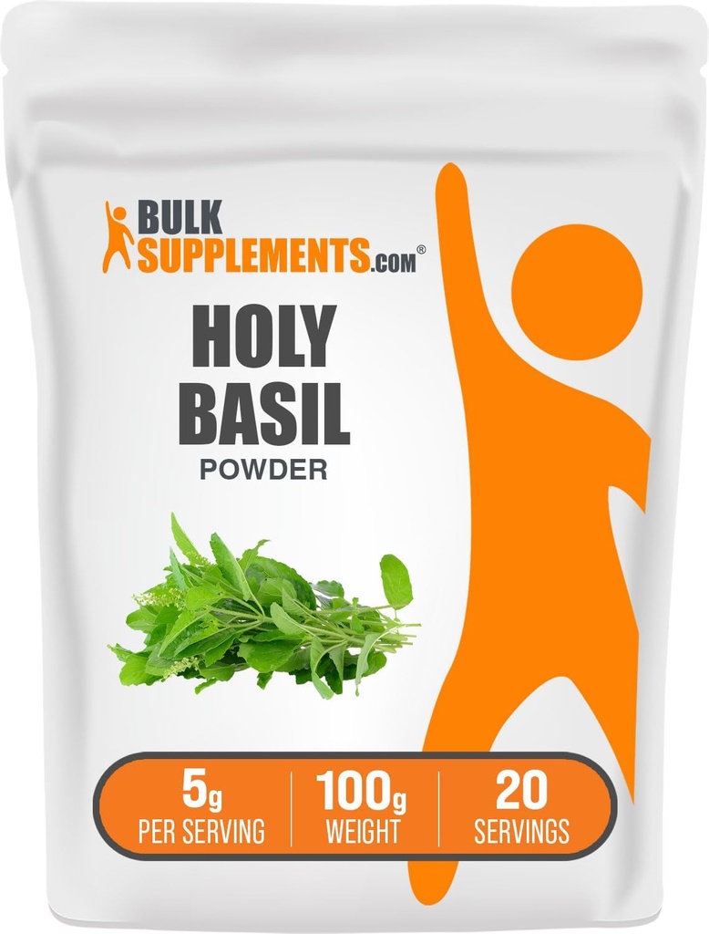 BulkSupplements.com Holy Basil Powder - Holy Basil Supplement, Holy Basil Leaf Powder - Tulsi Holy Basil, Herbal & Gluten Free, 5g per Serving, 100g (3,5 oz) (Pack of 1)