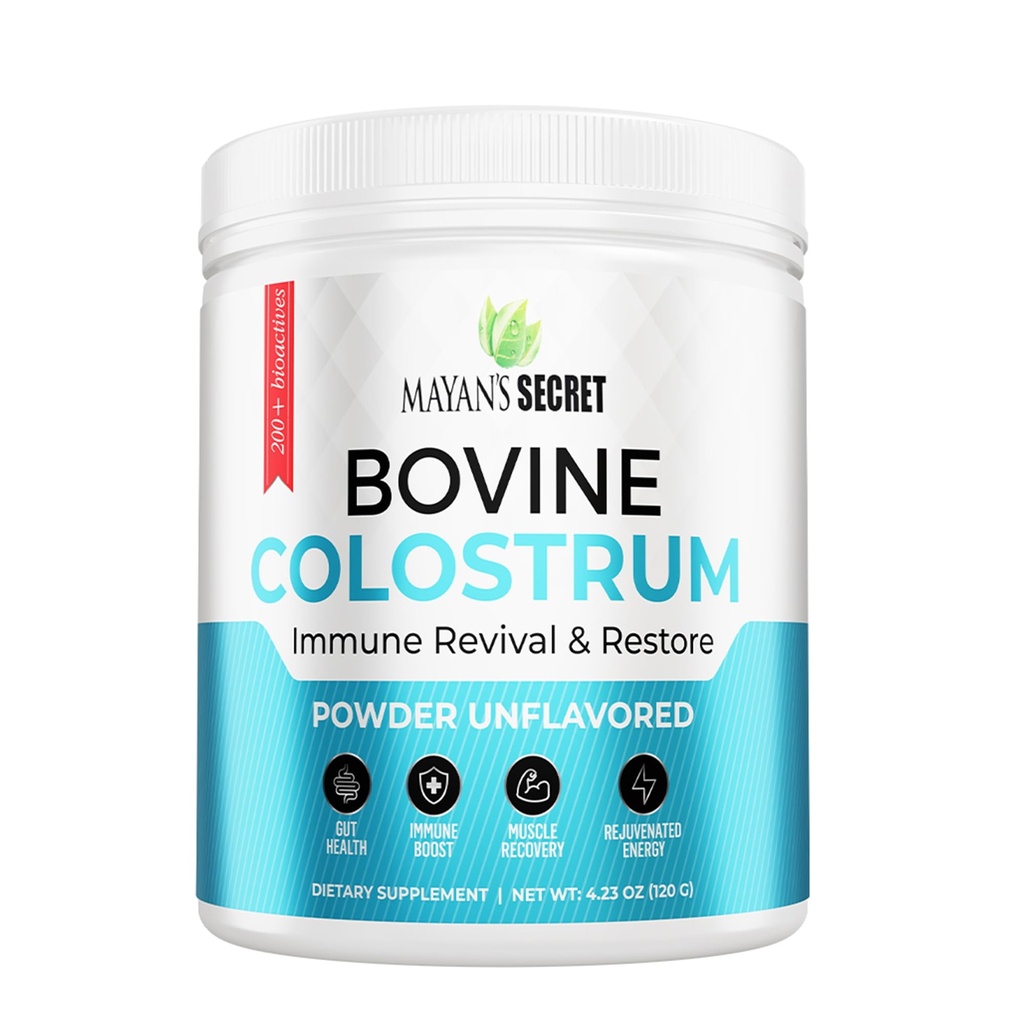 Colostrum Powder Grass-Fed -for Human Gut Health, Immunity, Skin & Hair, Muscle Recovery - Over 400 Bioactive Nutrients, 6-Hour Guaranteed Pure Formula, Non-GMO, Unflavored, 60-Day Supply