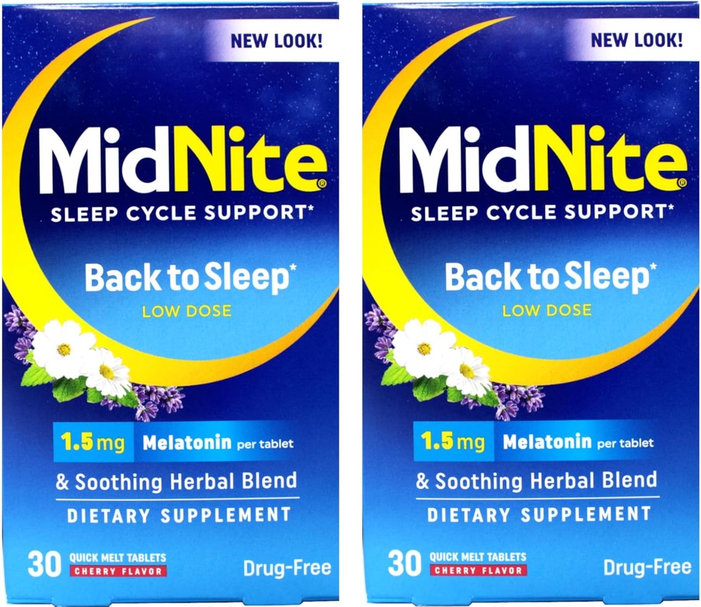Midnite slaaphulp voor af en toe slapeloosheid, 30 kauwtabletten (waardepakket van 2)