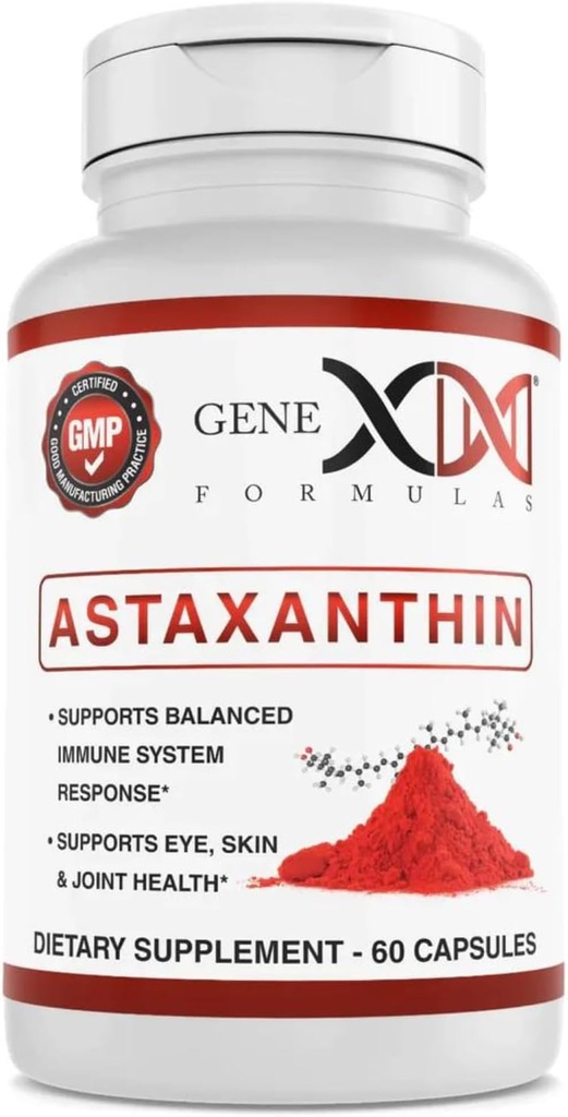 GENEX 12mg Astaxanthine Softgels (60 Capsules) Natuurlijke antioxidant voor oog, huid en Joint Health & Immuun Support - Glutenvrij, Non-GMO (60 Day Supply)