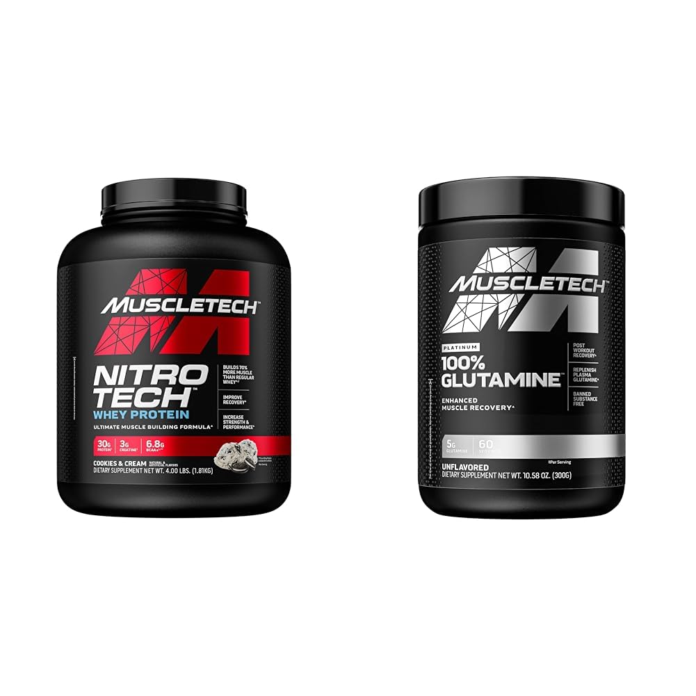 Muscletech Wei Proteïne Poeder Nitro-Tech Wei Proteïne Isolaat & Glutamine Poeder 100% Pure L Glutamine Poeder 