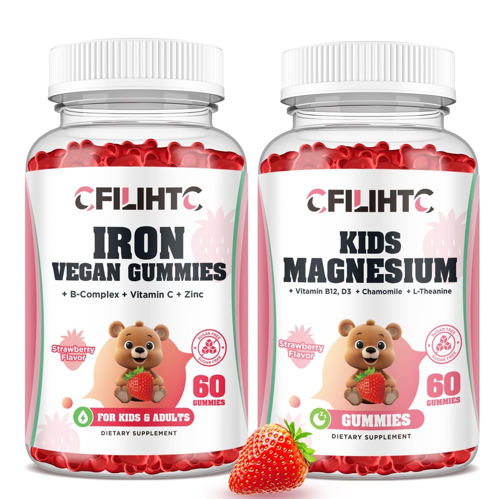 Magnesium Glycinate Gummies for Kids & Iron Gummies Supplement for Women Kids