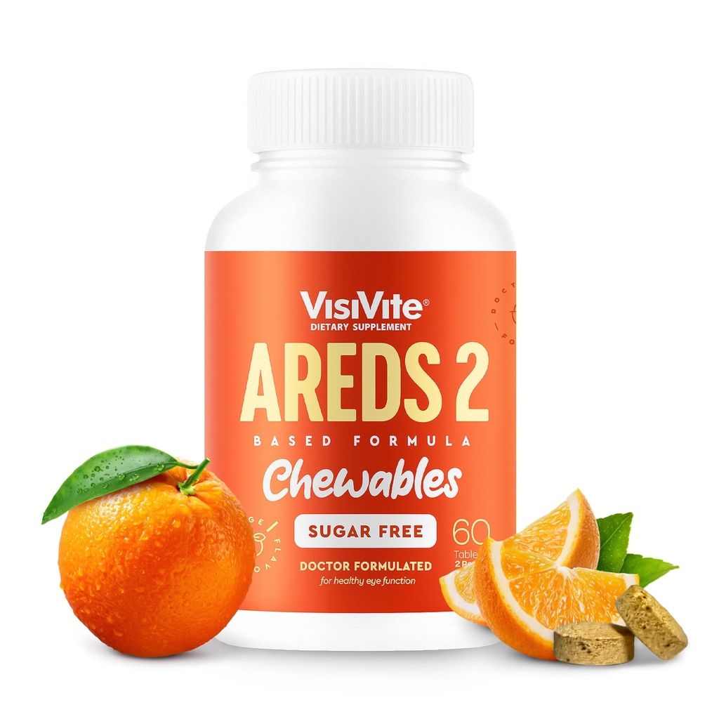 VisiVite AREDS 2 Sugar-Free Eye Vitamins - Alternative to Lutein Gummies for Eyes - Lutein for Eye Health - Premium Sugar-Free Eye Vitamins - Eye Care Supplements for Adults (Chewable Tablets)