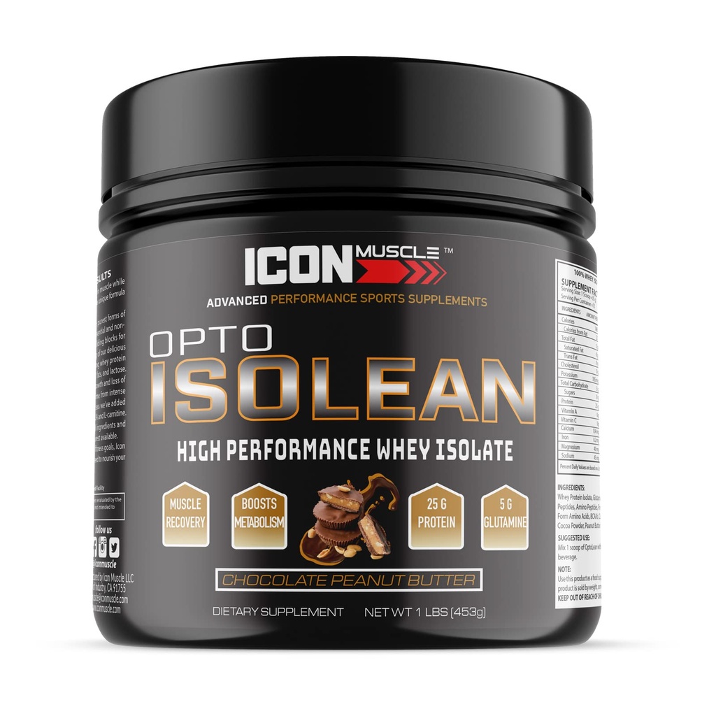 Isolean Wei Protein Isolaat Poeder, Vanille, Chocolade, Aardbei, Cookies & Cream, Gezouten Karamel, Chocolademunt, Chocolade Pindakaas, 1 Pond (Chocolaat Pindakaas)