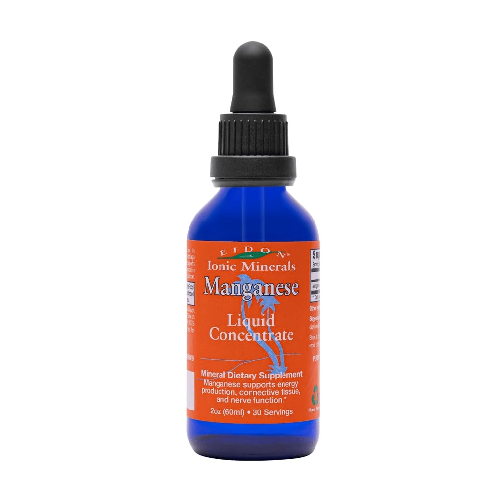 Eidon Ionic Minerals Liquid Manganese - Manganese Chloride Drops Supplement, Mineral Drops for Water, Supports Bone and Cartilage Health, Energy and Strength, Proper Digestive Tract Function, 2 oz