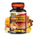 Biologische Cayenne Pepper 9IN1 Complex met kaneel, gember, Kurkuma voor algemene gezondheid, immuunsysteem, spijsvertering Wellness (150 Tel (Pack of 1))