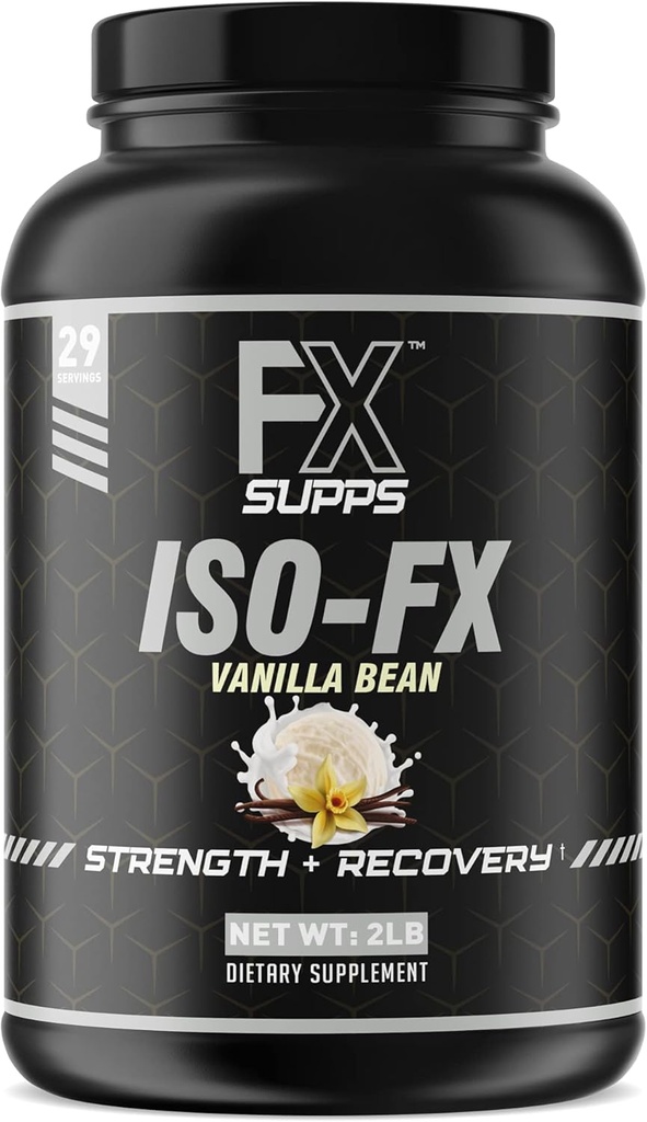 FX SUPPS ISO-FX 100% isolaat Wei Proteïne Poeder (Vanilla) Ideale Post Workout Herstel Supplement met complexe BCAA & EAA Blend voor mannen en vrouwen, ondersteunt spierherstel en groei, 2.0 pond