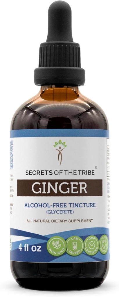 Geheimen van de stam Gember Tinctuur Alcoholvrije Extract, Gember (Zingiber officinale) Gedroogde Wortel 4 OZ