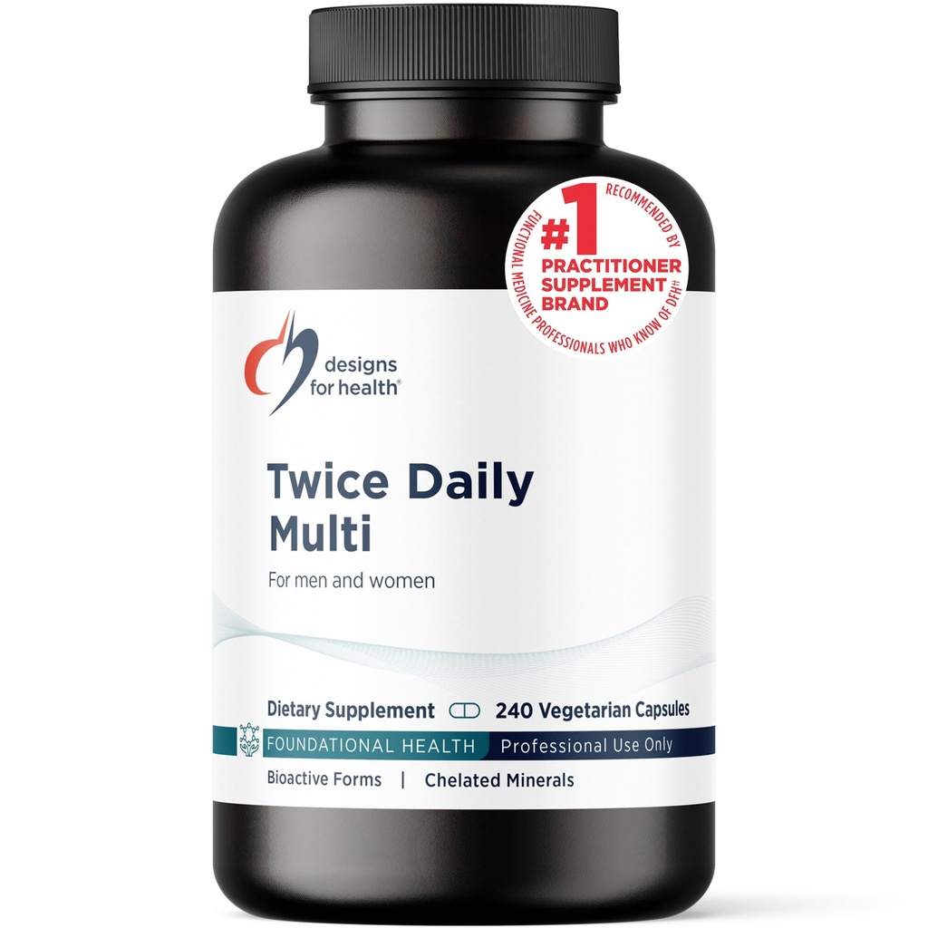 Designs for Health Methylated Multivitamine for Women & Men - Twoice Daily Multimineral Supplement & Multivitamine Without Iron + Methylated B12 and Folaat, Vitamine C, K, D, E + More (240 Capsules)