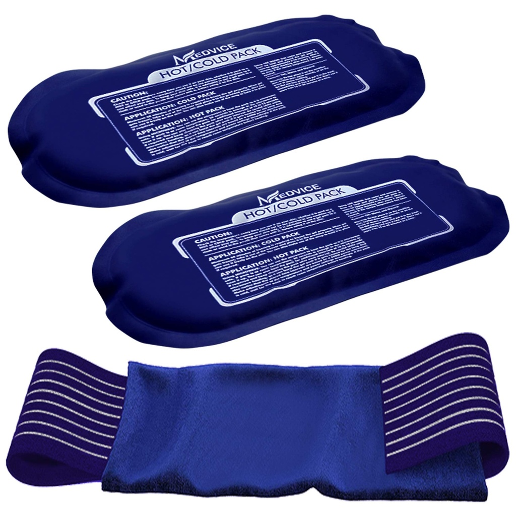 Herbruikbare warme en koude ijspakketten voor verwondingen (3-Piece Set), gewrichtspijn, spierpijn en ontsteking van het lichaam - Herbruikbare Gel Wraps - Verstelbaar & flexibel voor knieën, rug, schouders, armen en benen