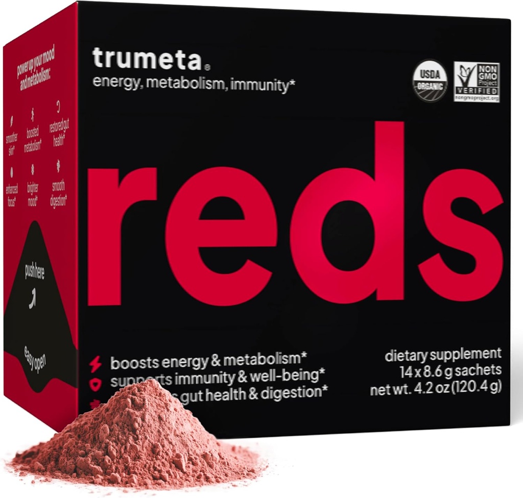 Superfood Reds Powder Packs - voor Immune Support en Geheugen I Reds Superfood Powder Antioxidanten Polyfenolen Mengen met Biologische Acai Berry, Goji Berry, Granaatappel - 14 Sachets