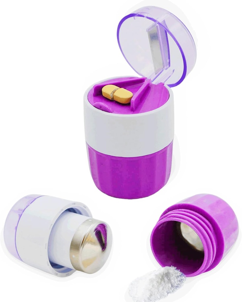KIRIYUUK Pill Crusher en Grinder, Penselen Meerdere tabletten om een fijne poeder, roestvrij staal, Perfect voor reizen, Ablet Pulverizer Geschikt voor reizen, grote voeden Tube gebruik en Huisdieren, Dagelijks gebruik