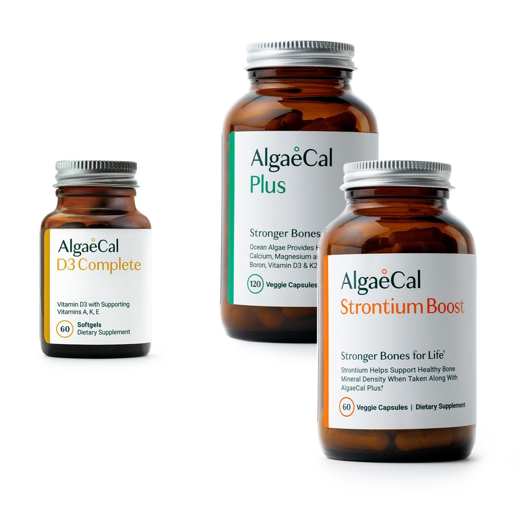 ALGAECAL Bone Health Bundle - D3 Complete (1000 IE) + K2, Vitamine E, Vitamine A & Plant-based Calcium Klinisch ondersteund om botdichtheid te verhogen