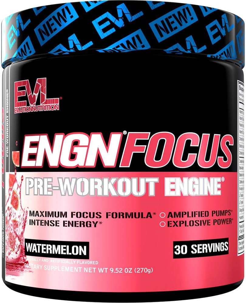 Evlutie Voeding ENGN Focus - Intense pre-workout met Creatine - Maximale Focus Formule - Pre-workout poeder voor duurzame energie - met Beta-Alanine & Cafeïne - 30 porties - Watermeloen