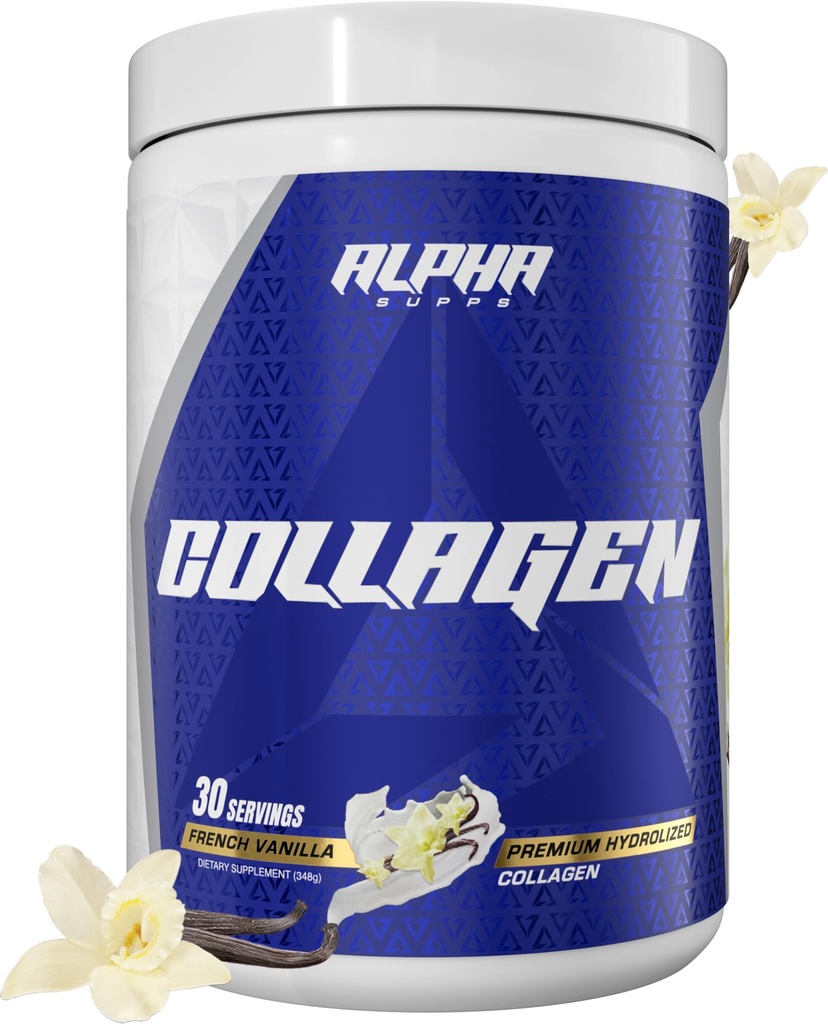 Alpha Supps Premium Gehydrolyseerde Collageen Proteïne Poeder - Collageen Peptides Supplement voor mannen en vrouwen met digestieve enzymen - 30 porties (Franse Vanille)