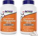 NOW Foods L-Theanine, dubbele sterkte 200 mg per cap - 180 Veg Capsules (verpakking van 2) (360 Total caps) - Enhanced with 100mg Inositol - Vegetarian, Non-GMO - Ltheanine 200mg Supplement