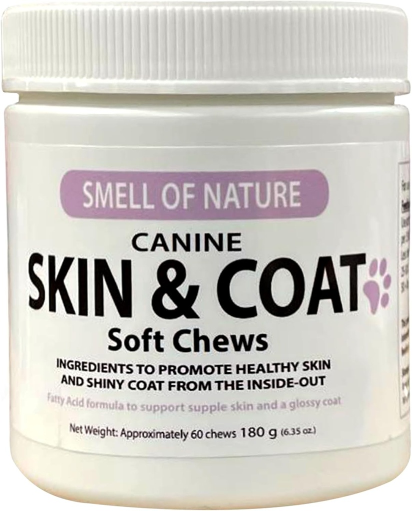 Hondenhuid & jas Supplement Kauwen - Huidgezondheid Kauwbaar supplement voor alle leeftijden en rassen - bevordert gezonde huid & Lustrous Coat - Rijk aan omega vetzuren & vitamines