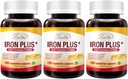 Lovita Iron 18 mg, 6 in 1 IJzersupplement voor vrouwen, met vitamine C, Dong Quai & B12, Vegan vitamine ter ondersteuning van de productie van rode bloedcellen zonder constipatie, 120 capsules (verpakking van 3)