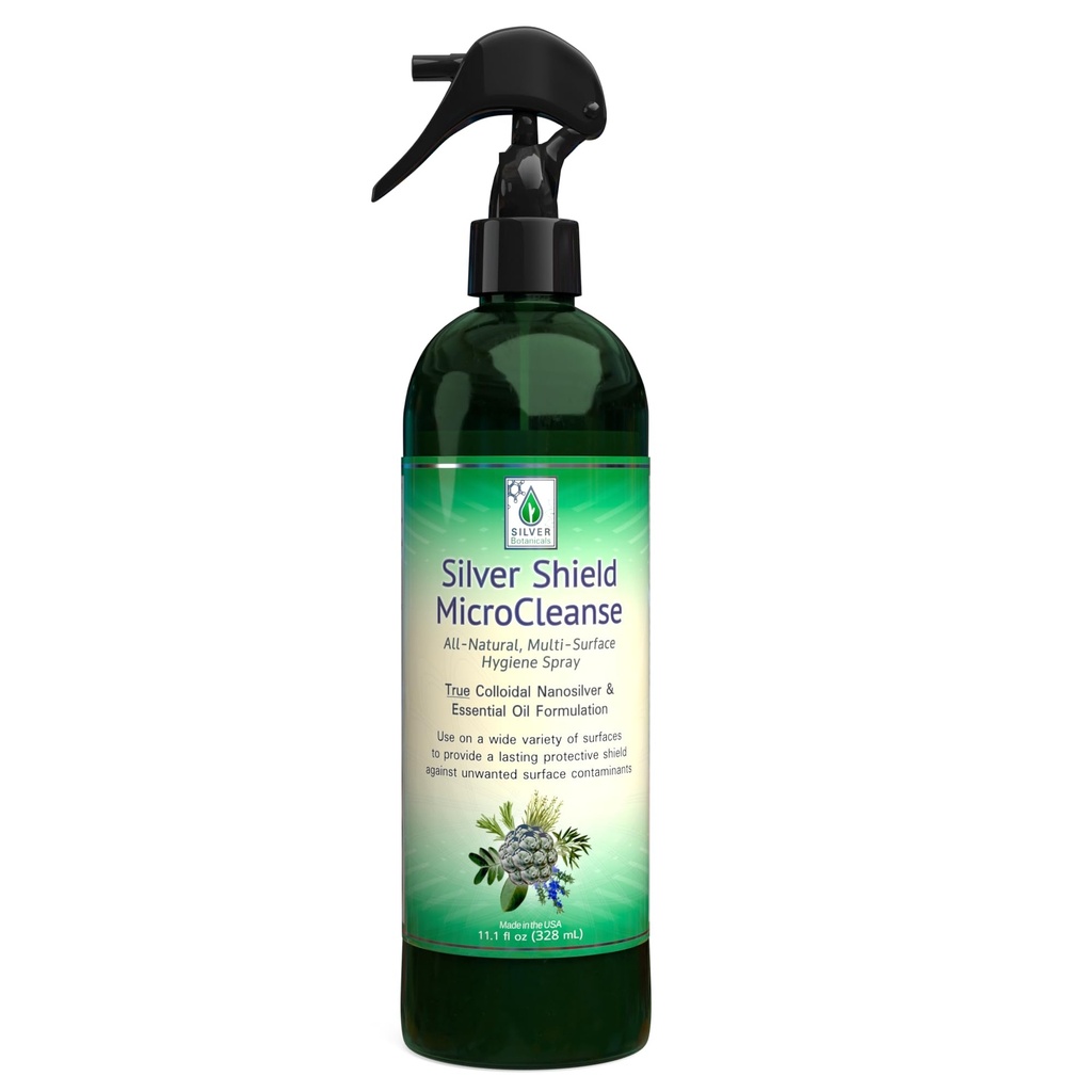 Silver Shield Sanitizer, All Natural Collective Silver MicroCleanser, 12 oz.