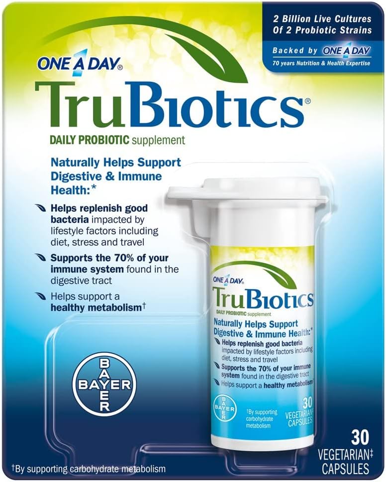 TruBiotics Daily Probiotic, 30 Capsules - Glutenvrij, Sojavrij Digestief + Immune Health Support Supplement voor mannen en vrouwen