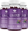Calcium Magnesium Zink Gummies met Vitamine D3 - Hoge Absorptie Complex Calcium Supplement met Zee Mos, Vlierbes voor Bot, Spieren, Immune, Mood & Slaap Ondersteuning, Vegan - 60 Gummies (3 Pack)