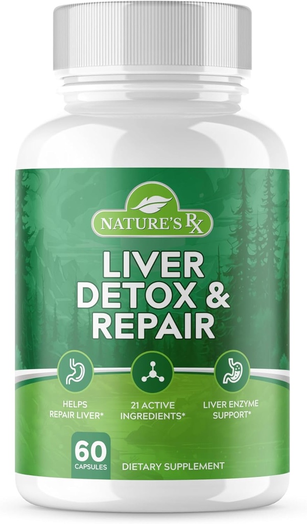 Nature's RX || #1 RATED Premium Liver Cleanse & Detox || Optimize Liver Function, Repair Liver Enzymes | Ultra Dosed Formula w/ 21 Powerful Ingredients | 3rd Party Tested + USA Made - 60 Capsules