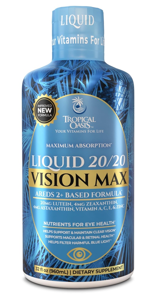 Liquid 20/20 Vision - Eye Vitamin Formula w/20mg Lutein, 4mg Zeaxanthine, 4mg Astaxanthine voor Vision Support 