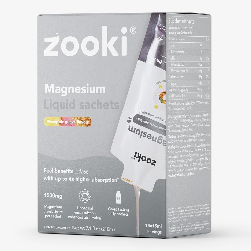Zooki Liposomal Magnesium Glycinate 1500mg Liquid 