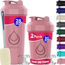 2 PACK, 28 oz & 20 oz Shaker Flessen met krachtige draad Whisks voor eiwitmixen Leakproof Blender Shaker Bottle Pack 