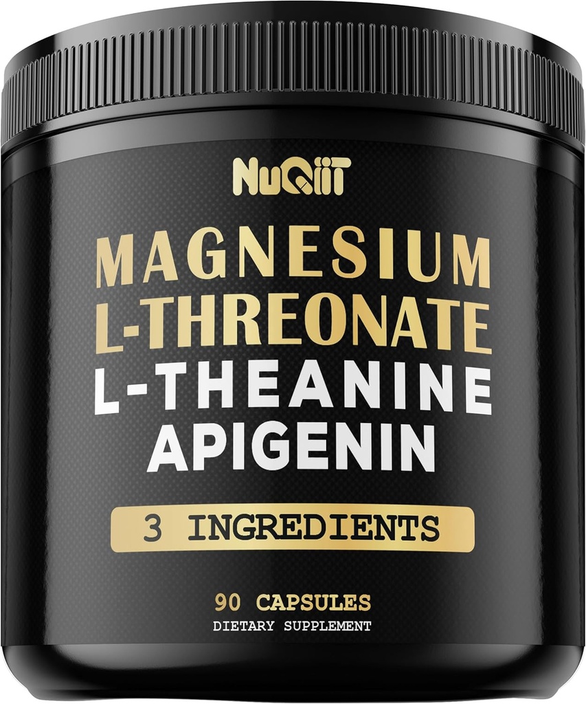Magnesium L-Threonate 1500mg L-Theanine 200mg Apigenin 100mg Supplement - 90 Capsules - Indrukwekkende voordelen voor concentratie, comfortabele geest & hersenen gezondheid - 10% gezuiverd elementair magnesium