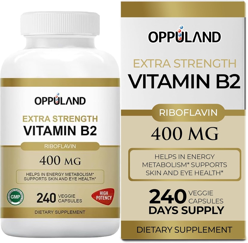 Riboflavine Vitamine B2 Supplement - B-2 Vitamine - Boosts Energie Metabolisme en celfunctie - Dagelijkse voedingssupplementen voor mannen en vrouwen - 400 mg Capsules - 240 Tel.