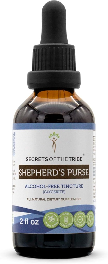 Geheimen van de stam Shepherd's Purse Alcohol-Free Liquid Extract, Shepherd's Purse (Capsella Bursa-Pastoris) Gedroogd Kruiden (2 FL OZ)