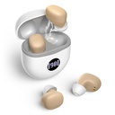 Hoortoestellen, oplaadbare hoortoestellen voor senioren met geluidsannulering, klein in oor Geen piepende gehoorversterkers Update Maximum Gain 40dB met Oval Charging Case LED Power Display, Beige