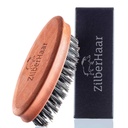 ZilberHaar Pocket snor en baardborstel - Stiff Boar Bristles Small Brush - Perfect Baard Grooming Tool - Relieves baard jeuk - Kort en Medium - Made in Europe