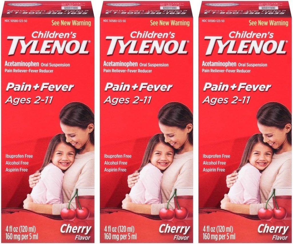 Tylenol Chld Cherry Liq Formaat 4 Fl oz Tylenol Kinderen Cherry Blast Orale suspensie Verpakking van 3