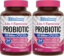 Probiotica voor vrouwen, 120 miljard CFU 34 Strains, Prebiotica, Digestieve Enzymen, Cranberry, 4-in-1 Vrouwelijke Probiotica, Digestief, Vaginaal, Immune Ondersteuning, 60ct (Pack of 2)