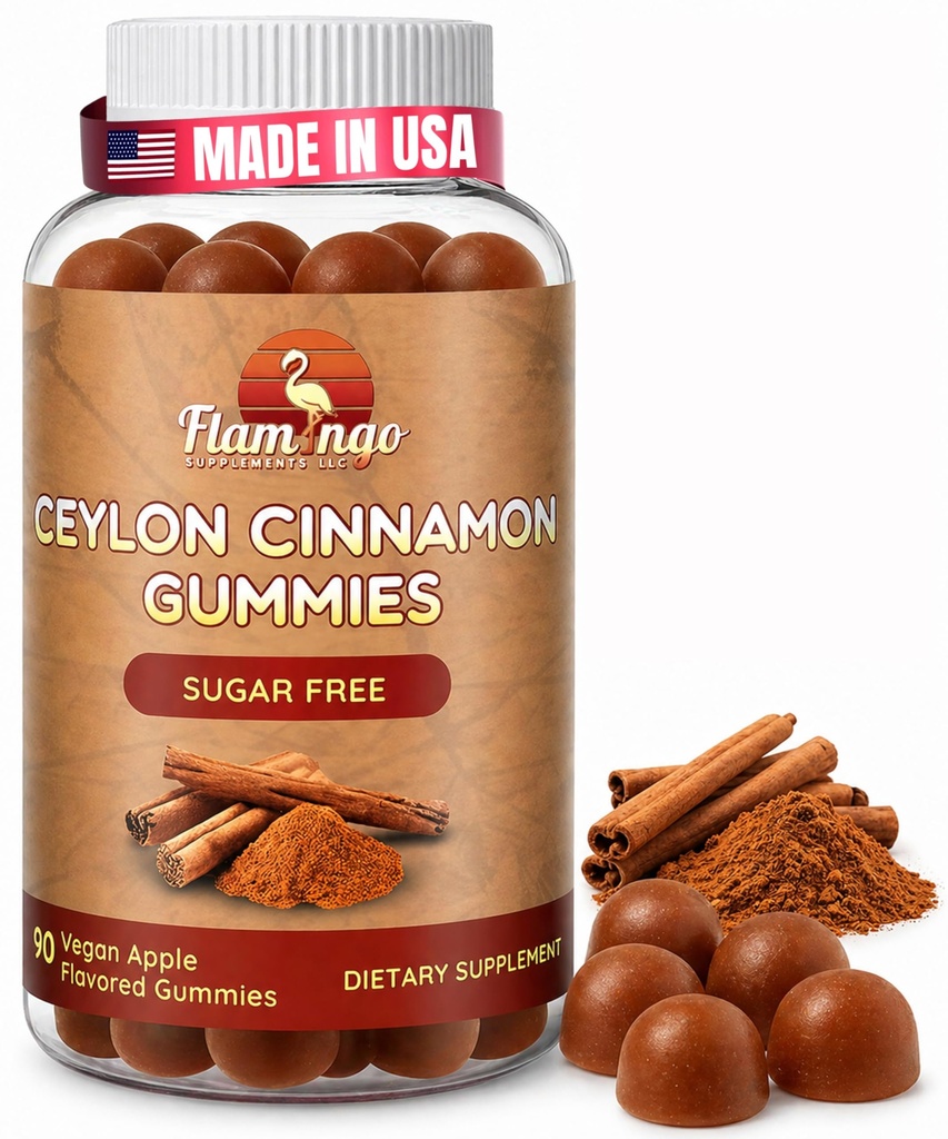 Suikervrije Ceylon Cinnamon Gummies Sugar Regulation, Neuroprotective- Supplement met Chroom en kaneel Bark- Alternatief voor Kaneel Capsules - 90 Kauwen