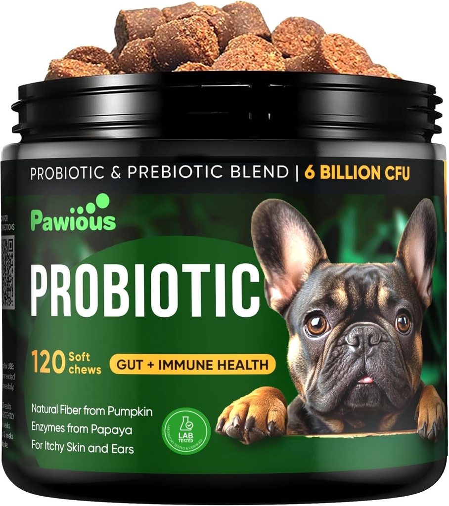 Probiotica voor honden - Digestieve enzymen Gut Flora, Digestieve gezondheid, immuunsysteem - Diarree Ondersteuning, jeukende huid, Allergieën - Pompoen, Vlaszaad Maaltijd, Papaya Poeder - Probiotische Kauwen voor honden