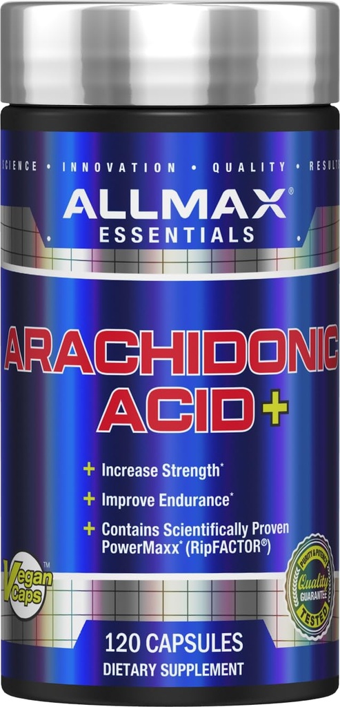 ALLMAX Essentials Arachidonzuur+ - 120 Capsules - Verhoogt de sterkte en verbetert de duurzaamheid - Glutenvrij - 30 porties