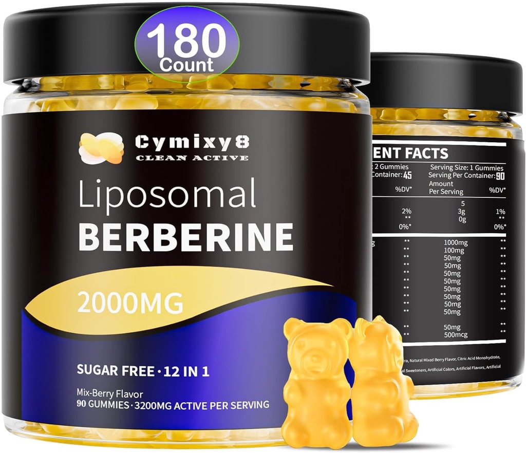 12 in 1 Berberine HCL Gummies-High Biobeschikbaarheid Liposomal Berberine Gummies with for Women and Men, Berberine with Ceylon Cinnamon & Vegan Supplement- AMPK Activator (180 Count)