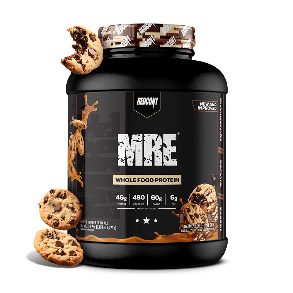 REDCON1 MRE Proteïnepoeder, havermout Chocoladechip - Maaltijd Vervanging Proteïne Blend Gemaakt met MCT Oil & Whole Foods - Proteïne met natuurlijke ingrediënten om te helpen bij spierherstel (25 Serven)