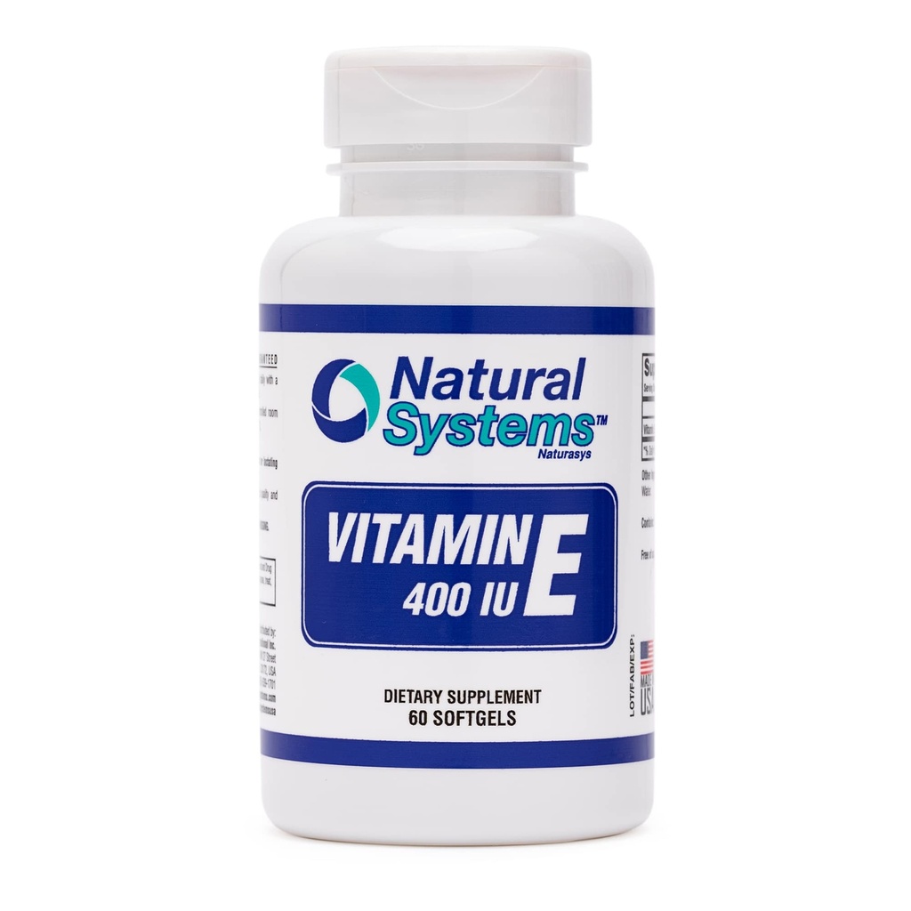 Vitamine E 60 Softgels 400 IE door Natuurlijke Systemen - Vitamine E Supplementen Immuunsysteem Ondersteuning * - Vitamine E Softgels Huidverzorging - Natuurlijke Vitamine E Non-Sugar, Niet-kunstmatige Smaken of Conserveermiddelen