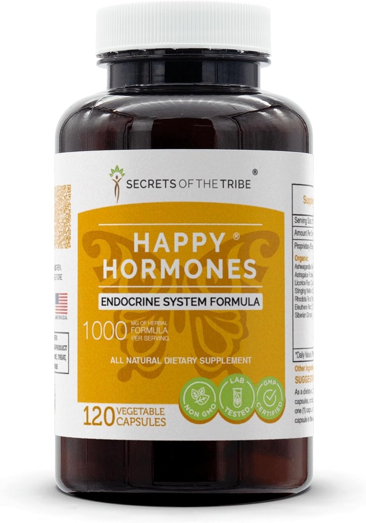 Geheimen van de Stam - Happy Hormonen, Endocriene Systeem Formule, Kruidensupplement Blend (120 Capsules)