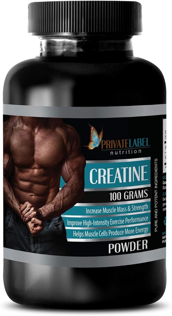 PRIVATE LABEL LLC Muscle Boosting Supplements - CREATININE Poeder 100 Gram - creatinemonohydraat - 1 Fles (100G Poeder)